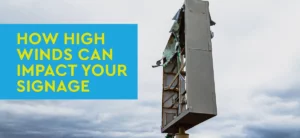 A sign destroyed by high winds and bad weather