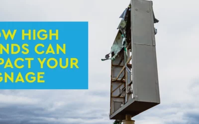 A sign destroyed by high winds and bad weather