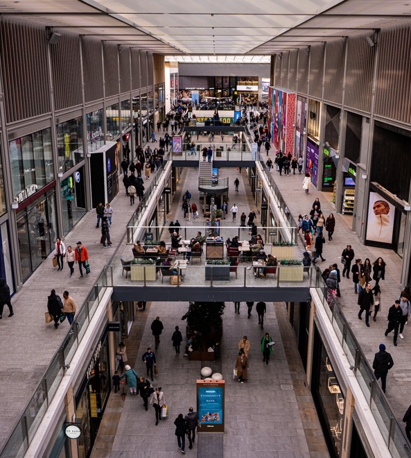 A typical shopping centre, which may contain signage cared for by Cygnia Maintenance